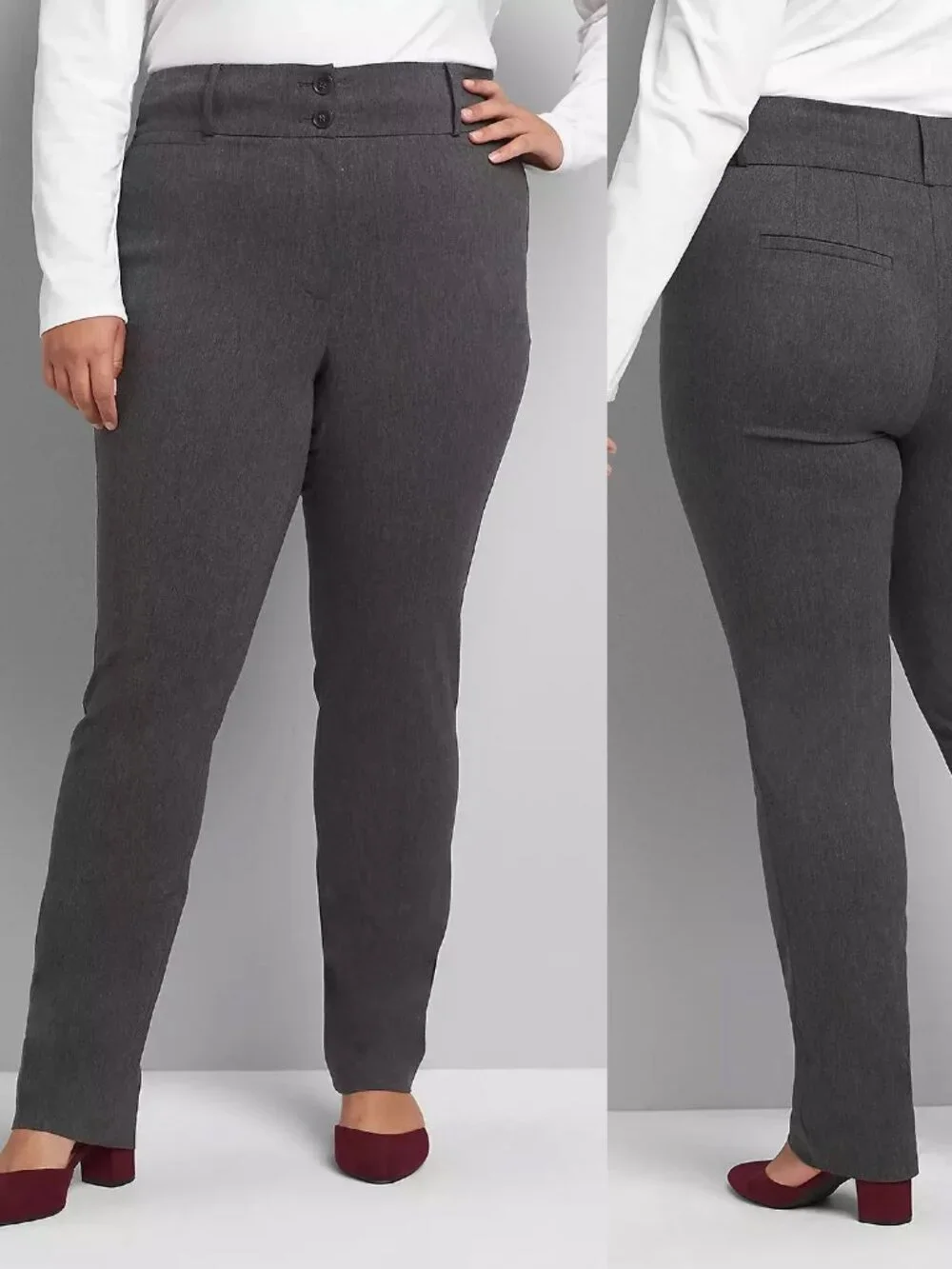 NWT Lane Bryant Gray Tighter Tummy High Rise Straight 4-Season Pants - Picture 1 of 7